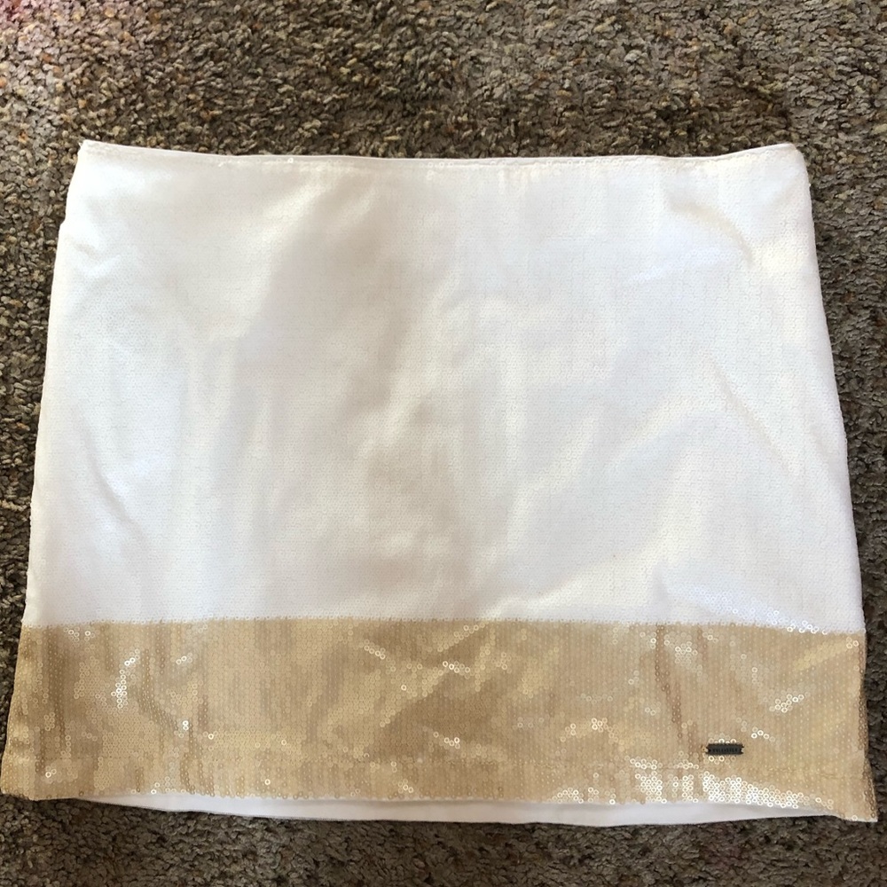 White sequin mini skirt